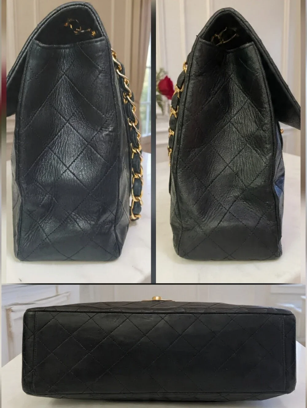 Chanel Vintage 34 ✨️ 1980 Maxi Flap Matelasse Black Lambskin 24K GHW